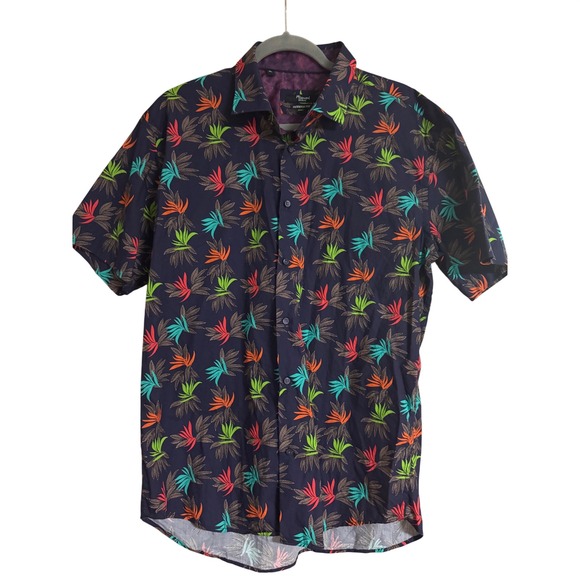 Mizumi Couture Other - Mizumi Couture Mens XL Modern Fit Tropical Leaf Print Cotton Button Down Shirt